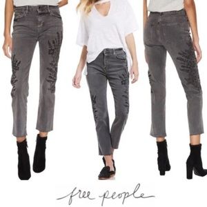 Free People Embroidered Jeans
